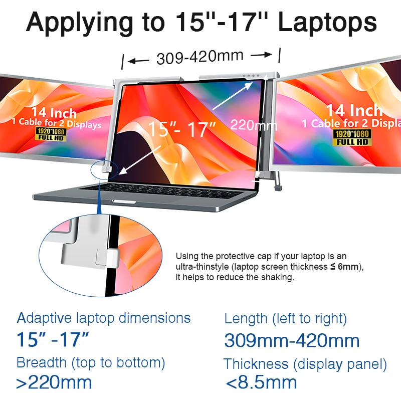 Korea Appearance Patent FULL HD 1920 1080 IPS HDMI Type C light portable double screen laptop For Business and gaming