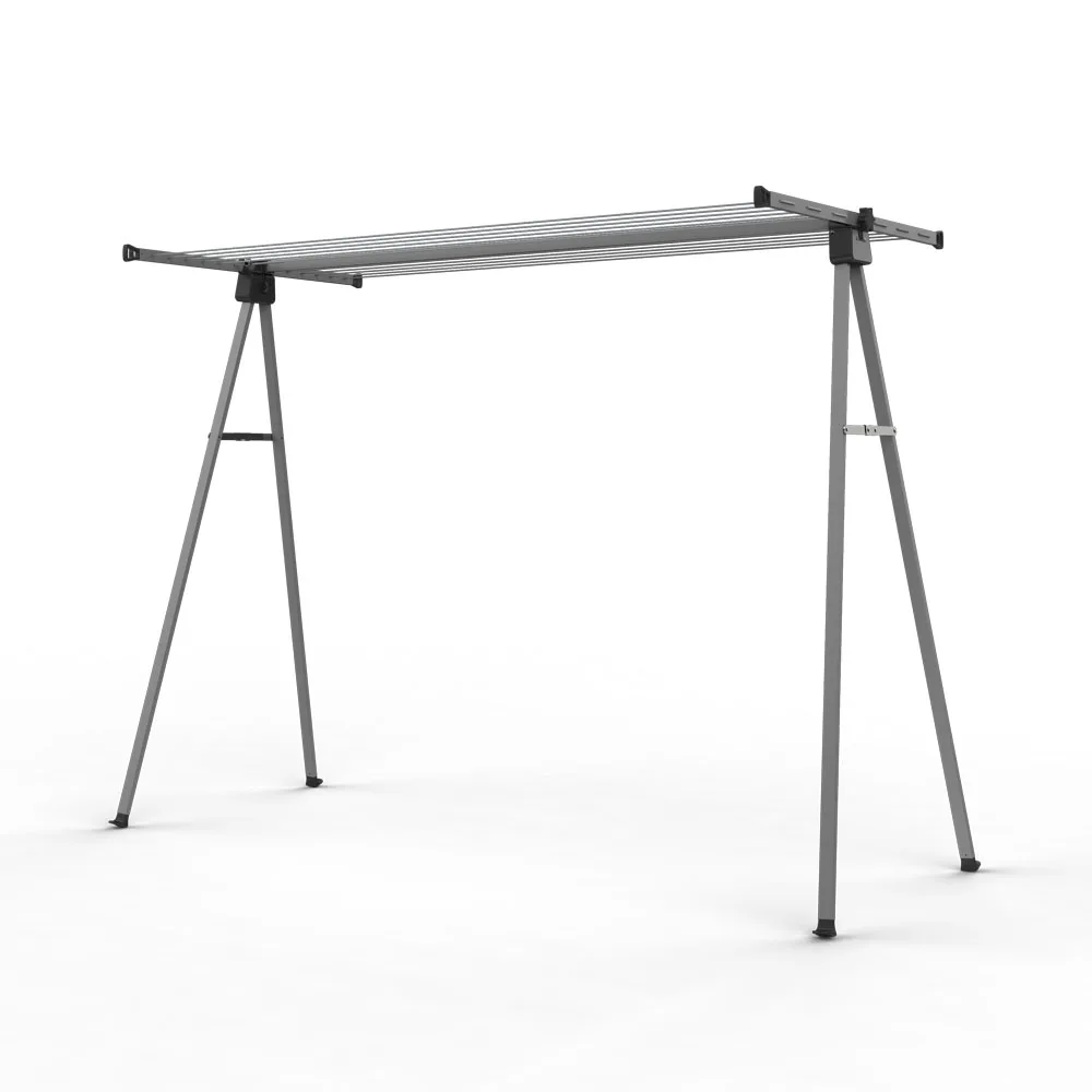 Wireking Outdoor 2 Size Foldable Stand Drying Rack with Windproof Spikes High Capacity Retractable Floor Laundry Drying Line