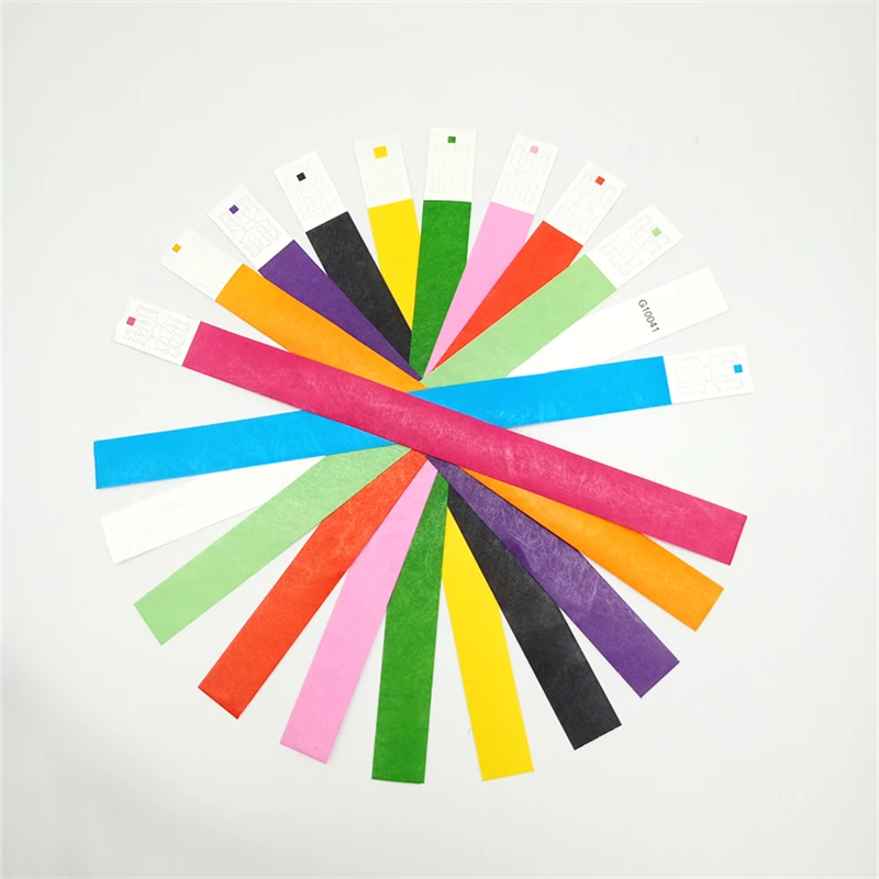 high quality color coated pulseras tyvek adjustable tyvek paper qr code wristband with serial number