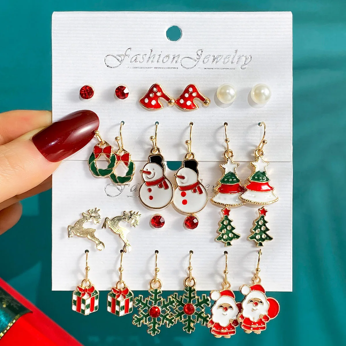 Christmas Series Fashion New Arrived Christmas Cartoon Christmas Tree Snowflake Earring Set for Women Jewelry Drop Earrings