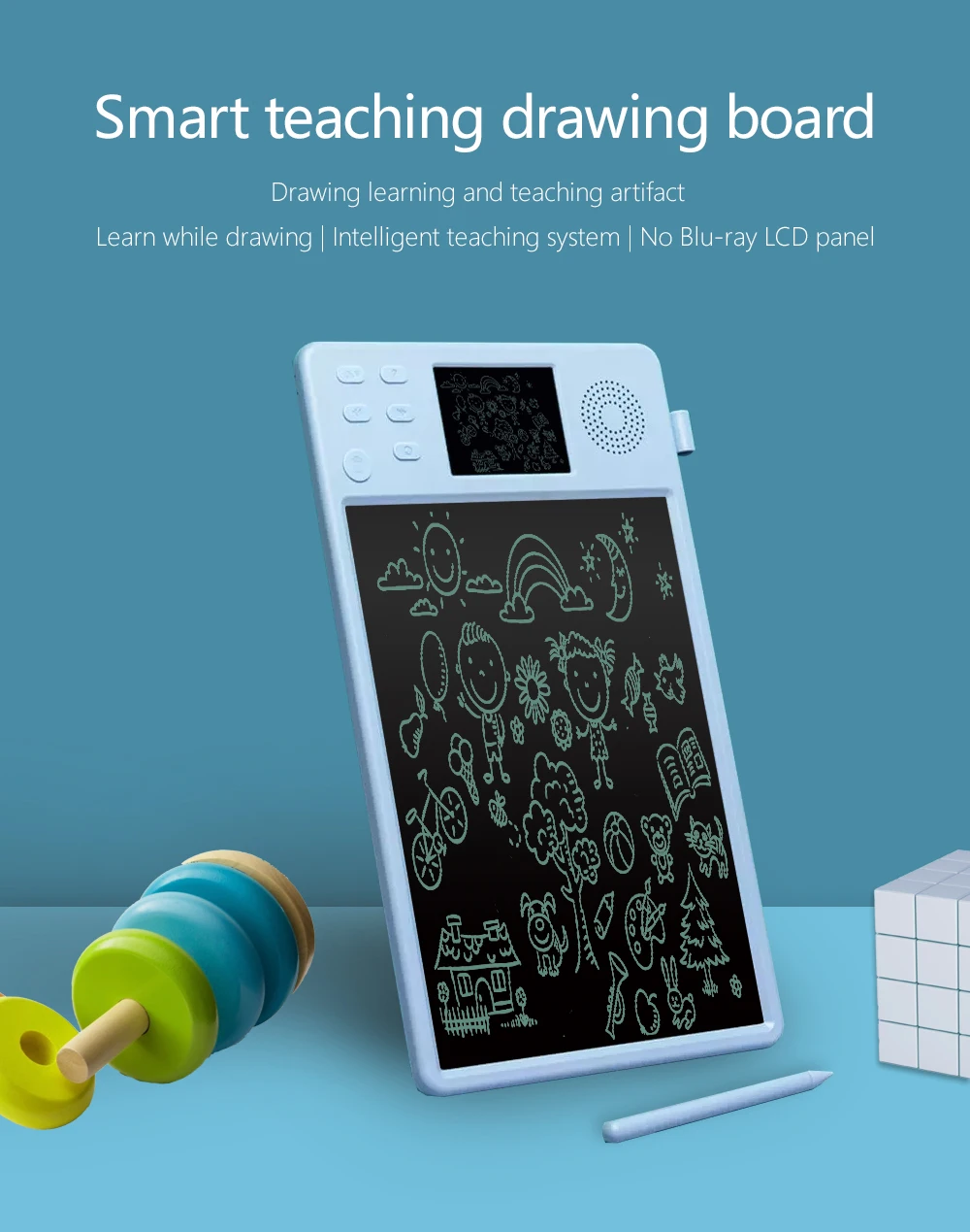 Kids Model LCD Paperless 10.5 Inch Bule White Customizable Electronic Writing Drawing pad Tablet Pad Handwriting Board