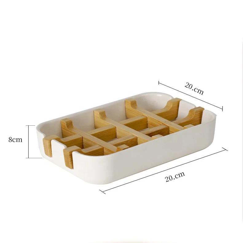 No plastic 100% compostable bamboo fiber soap dishes soap tray bamboo bath ware with retail package