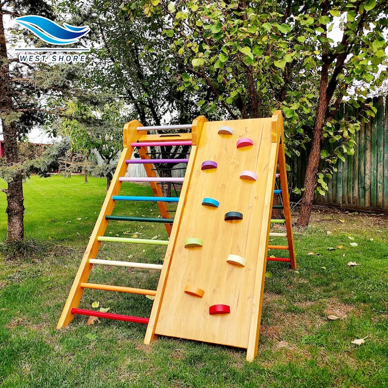Outdoor Playground Beech Playwood Multifunction Wooden Climbing Frame Large Climbing Equipment For Kid Wooden Climbing Triangle