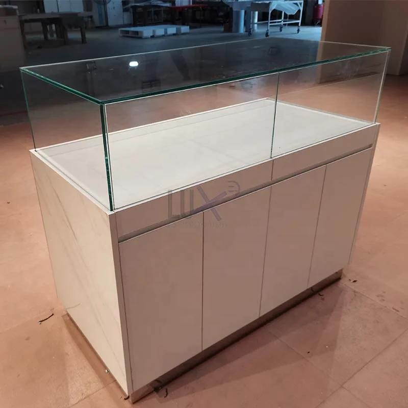 LUX White Marble Deluxe Tempered Display Glass Cabinets Showcase Store Furniture