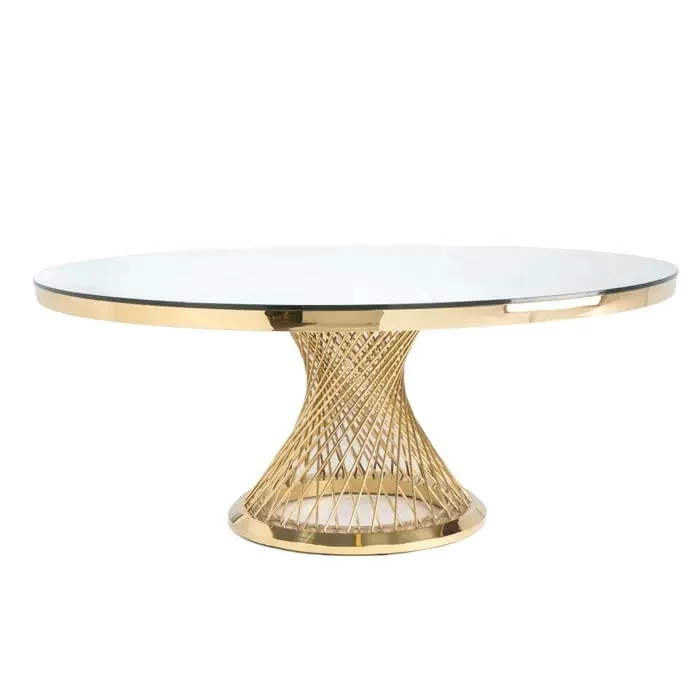 Stainless steel base fashionable luxury wedding glass top tables
