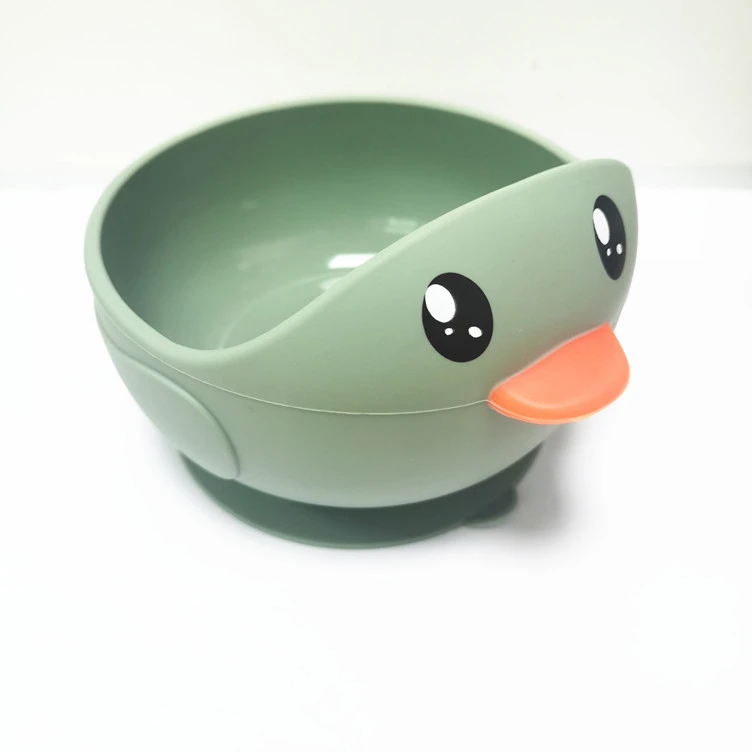 K92  Kids Waterproof Duck Suction Bowl Children Dishes Kitchenware Toddler Silicone Baby Feeding Bowl Tableware