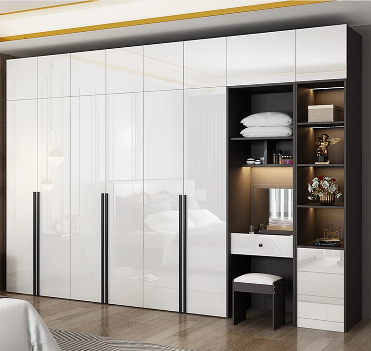 Luxury home hotel furniture modern wardrobe with dresser clothes closet