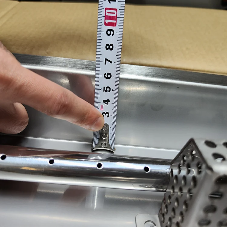 Outdoor Silver Rectangle Gas Or Lp Linear Fire Pit Burner And Pan Kit With Electronic Ignition System