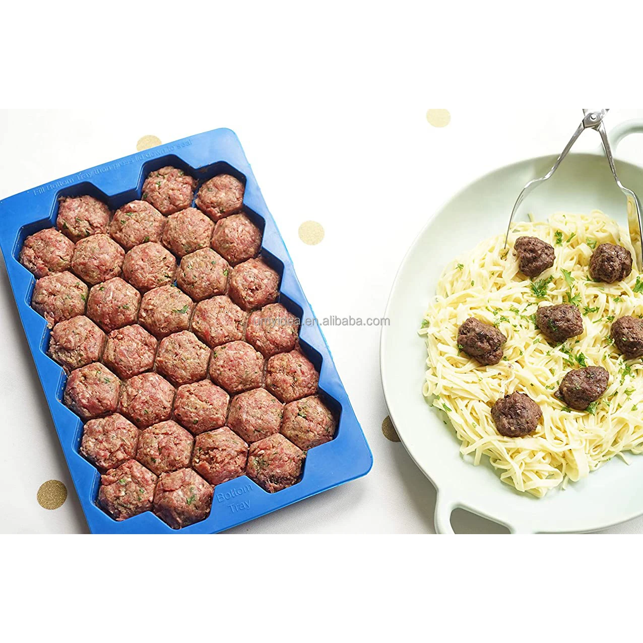 2021 Hot 32 Cavities Silicone Meatball Master Store Freezer Container Homemade Meatball Patty Press