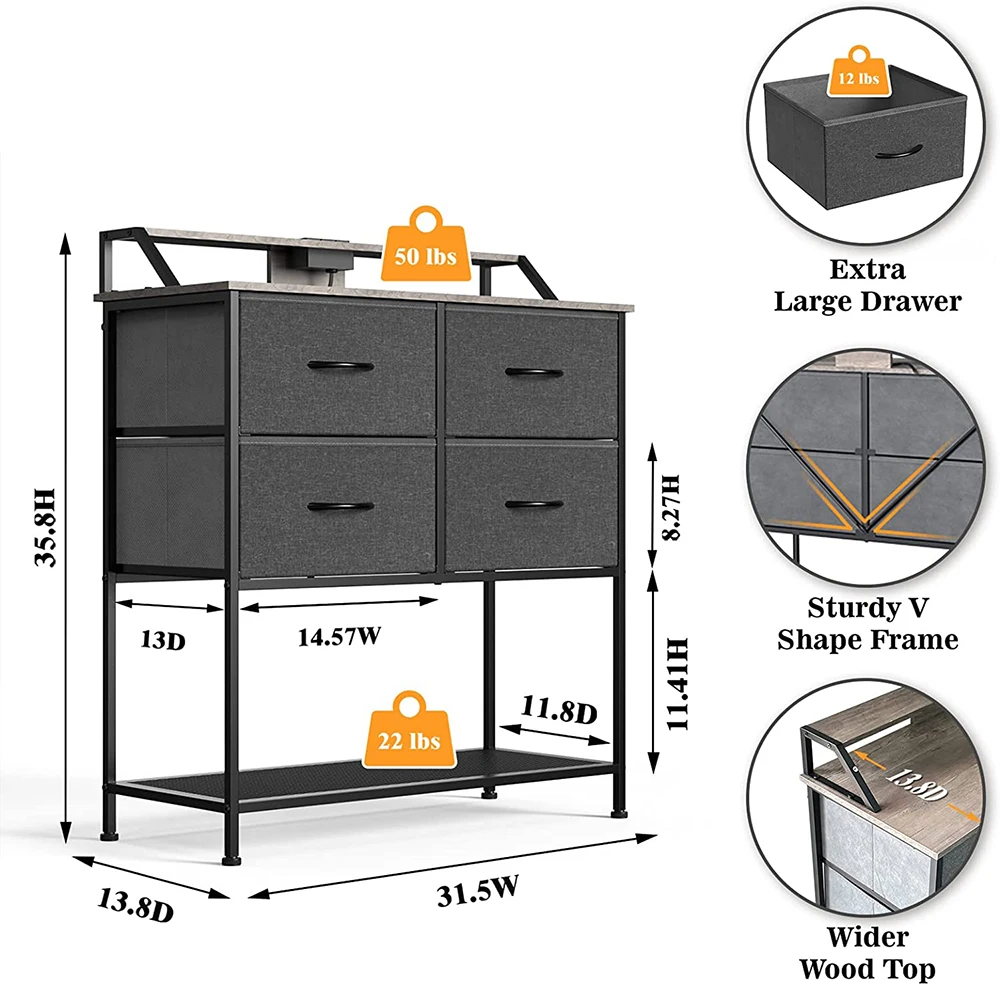 Nightstand Small Dresser Vertical Storage Tower Organizer Unit Bedroom Office Laundry Closet Entryway Hallway