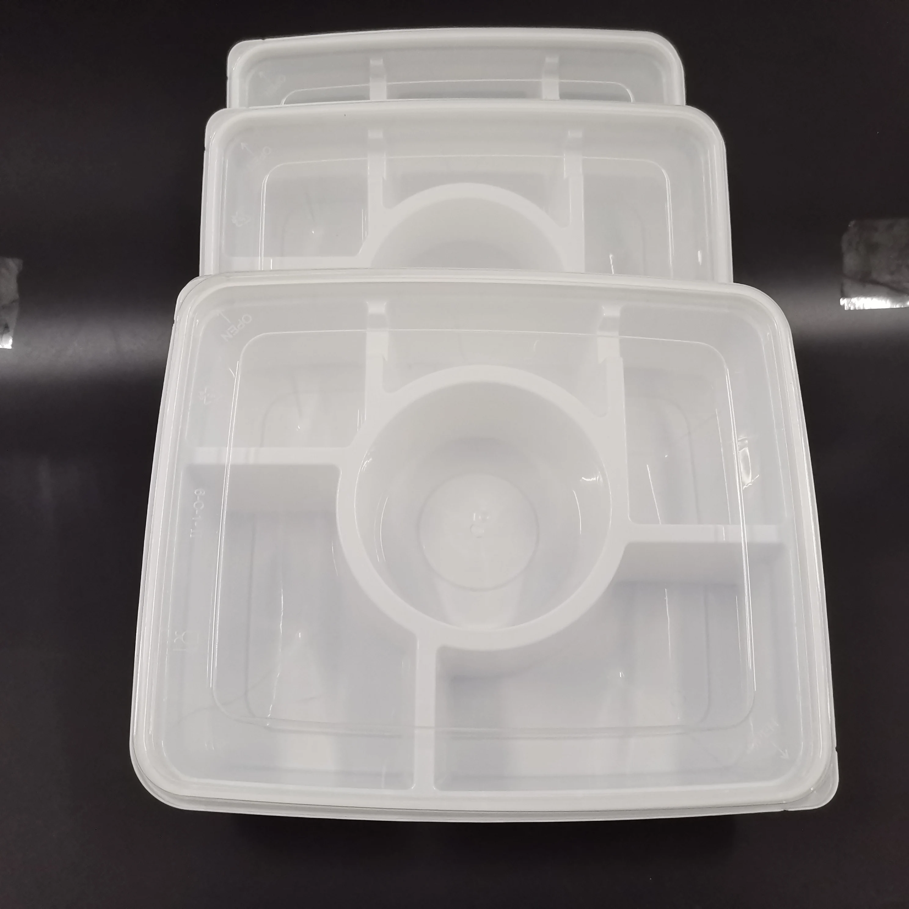 6 compartment disposable microwave takeout food containers plastic bento lunch box for fast food packing