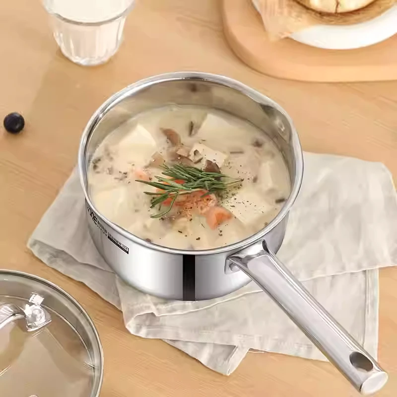304 stainless steel small milk pot 0 coated baby food and cooking pot hot milk noodles and soups for home use