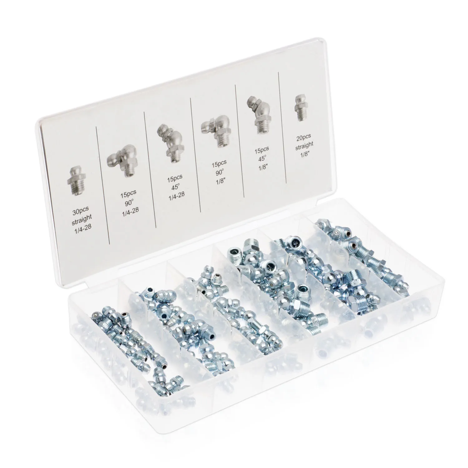 Hot sell galvanized fitting 110 pcs inch grease nipple kit grease fittings grease gun nozzle auto parts made in china