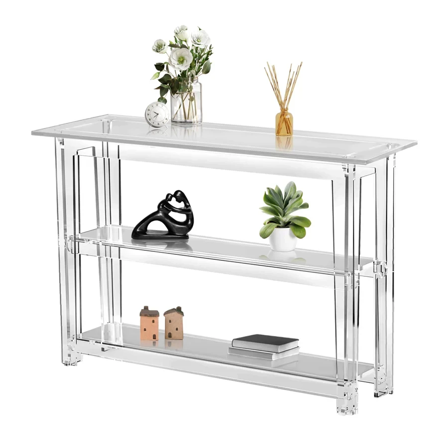 factory wholesale custom made clear lucite acrylic console table for living room