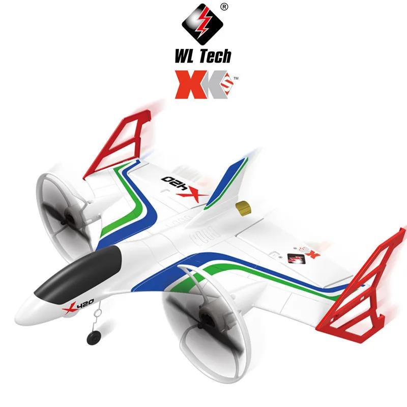 2022 Wltoys XK X420 самолет с бесщеточным Мотором вертикальный взлет со светодиодной подсветкой Радиоуправляемый планер неподвижным крылом радиоуправляемые самолеты электрический