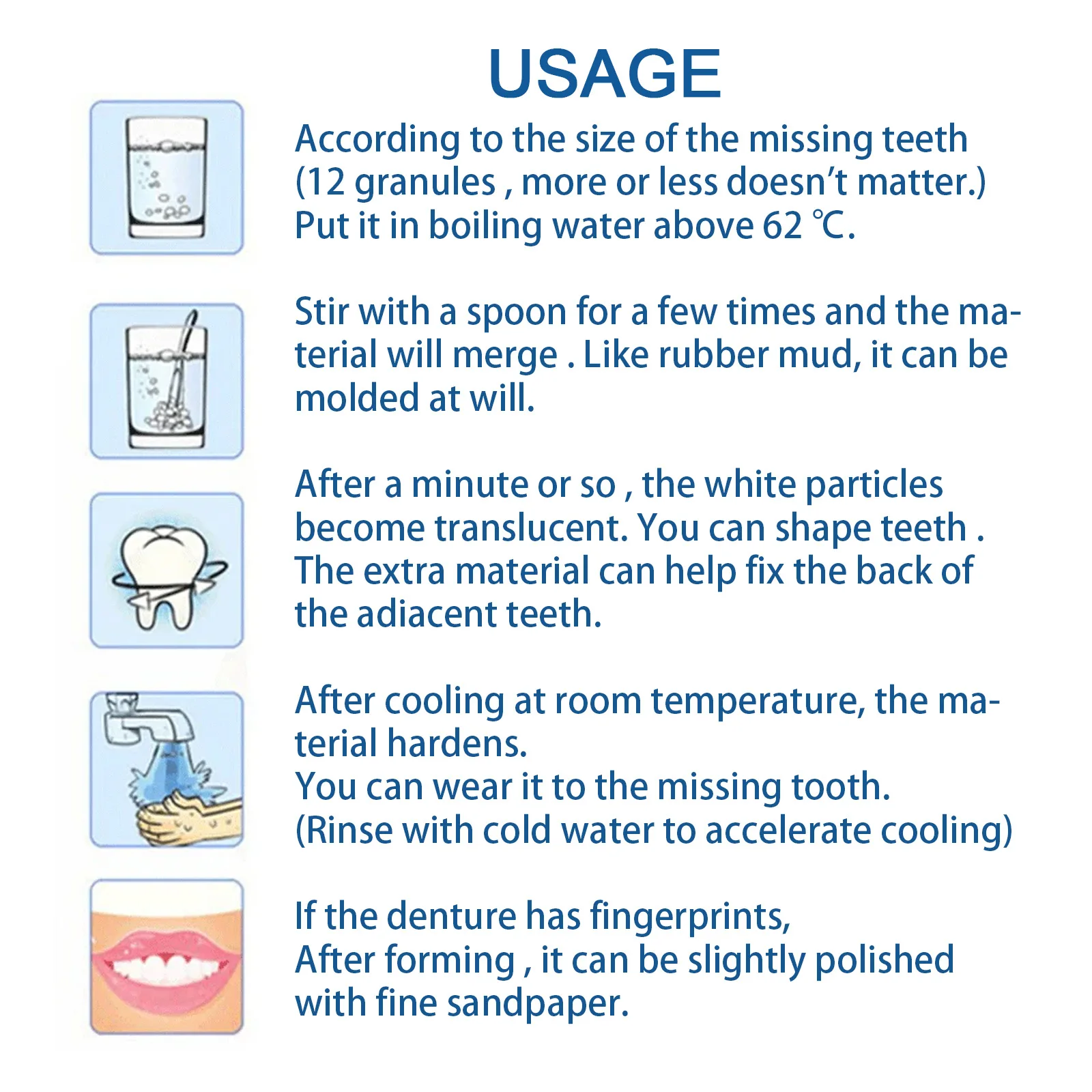Thermal Fitting Beads Teeth Veneers Moldable Temporary Tooth Repair Kit for Fix the Missing Tooth Teaching