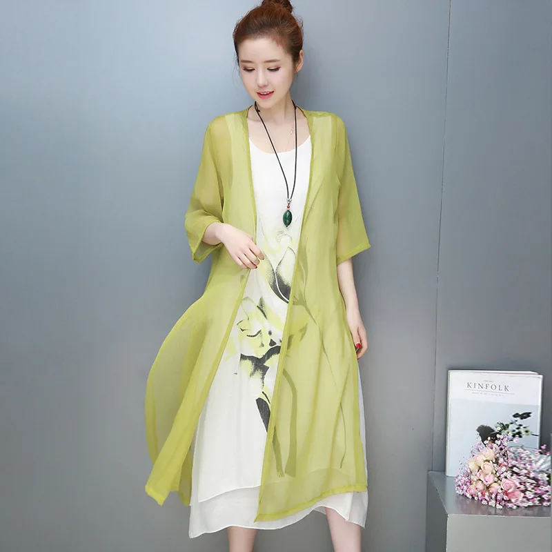 Wholesale 2021 Two-Piece Cotton And Linen Dress Female Summer New National Style Long Ink Painting Thin Linen Skirt