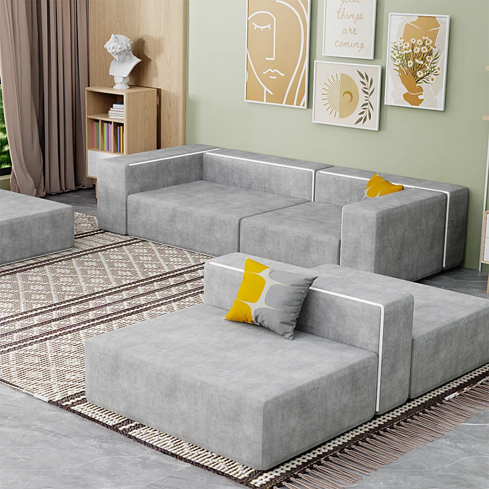 Factory Customized 6 8 10 12 pcs Play  baby Couch Convertible Foam Sofa Modular Kids Play Couch for Living Room Playroom Bedroom