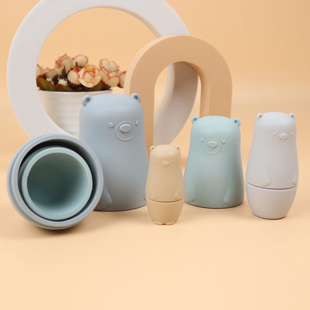Wholesale Custom Children Gift Silicone Education Nesting Toy Toddlers Matryoshka Dolls Toys