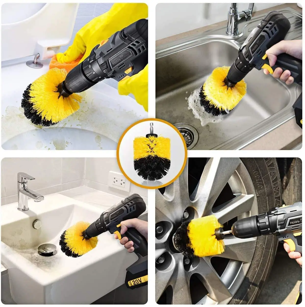Hot sale 4 Pieces electric drill polishing wheel brush for cleaning bathroom