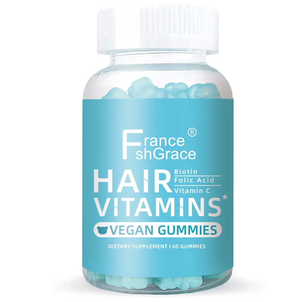 Vegetarian Hair Gummies Nail Skin Growth Sugar Collagen Vitamins Gummies
