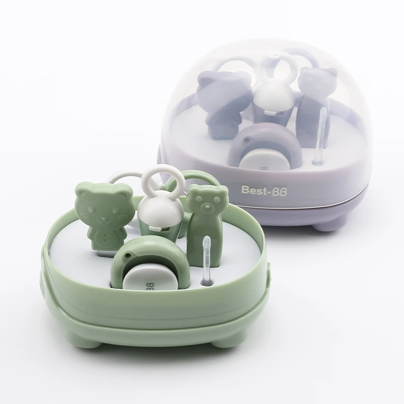 5 pcs Portable Infants Daily Cleaning And Nursing Set Electric flashlight ear spoon Baby nail clipper Baby Nail Care set