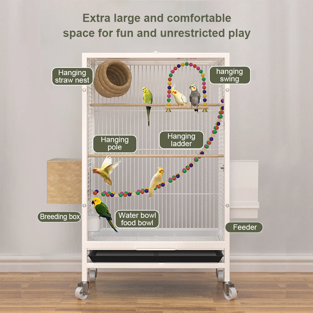 Surpass low price hot selling luxury high quality parrot bird large space 4 wheels small animal house metal pet cages