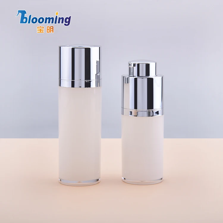 Luxury White Black Acrylic Personal Care Cosmetic Airless Bottle,30ml 50ml airless cosmetic bottles,pcr 15ml airless pump bottle