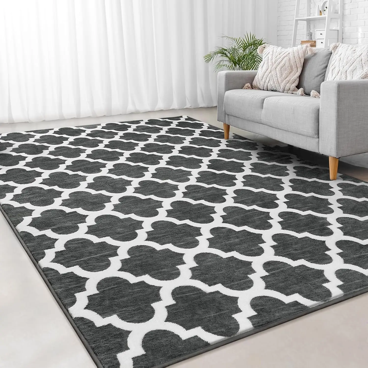 Shaggy Geometric Rug  for Living room  Bedroom Indoor Carpets Non-slip Backing  Rug