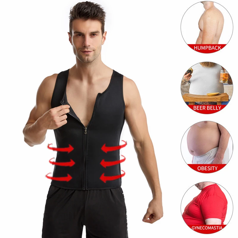 Reductoras Gym Mens Waist Trainer Double Belt Workout Hot Neoprene Body Shaper Fitness Tank Tops Home Gym Sauna Suit Sweat Vest