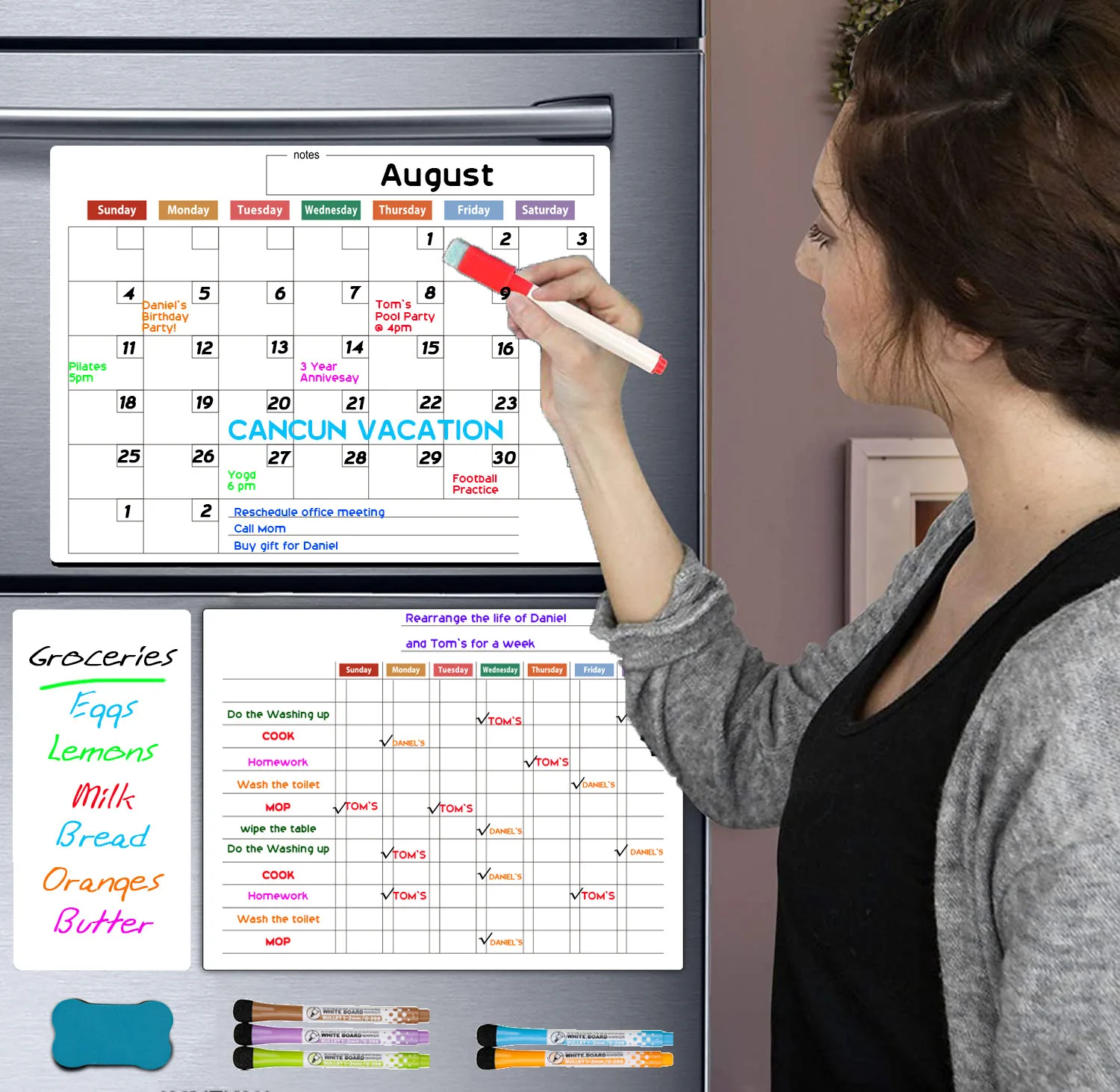 17*11inch Monthly Weekly Planner Magnetic Dry Erase Whiteboard Sheet Magnetic Refrigerator Calendar for Fridge