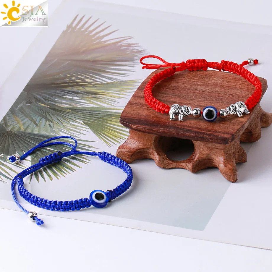 CSJA Wholesale Handmade Lucky Red String Hamsa Hand Charms Evil Eye Bead Friendship Bracelet S935