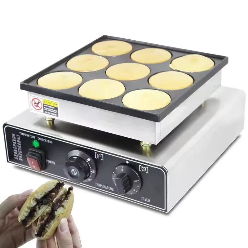 9 Holes Round Shape Bubble Waffle Making Commercial Pancake Dorayaki Making Machine Muffin Machine