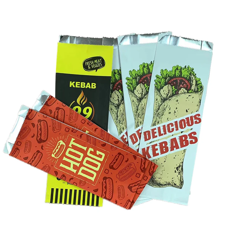 Aluminum Foil Lined Paper Bag for Hot Food French Fried Roast Chicken Rolls Doner Kebab Burger Paper Bag