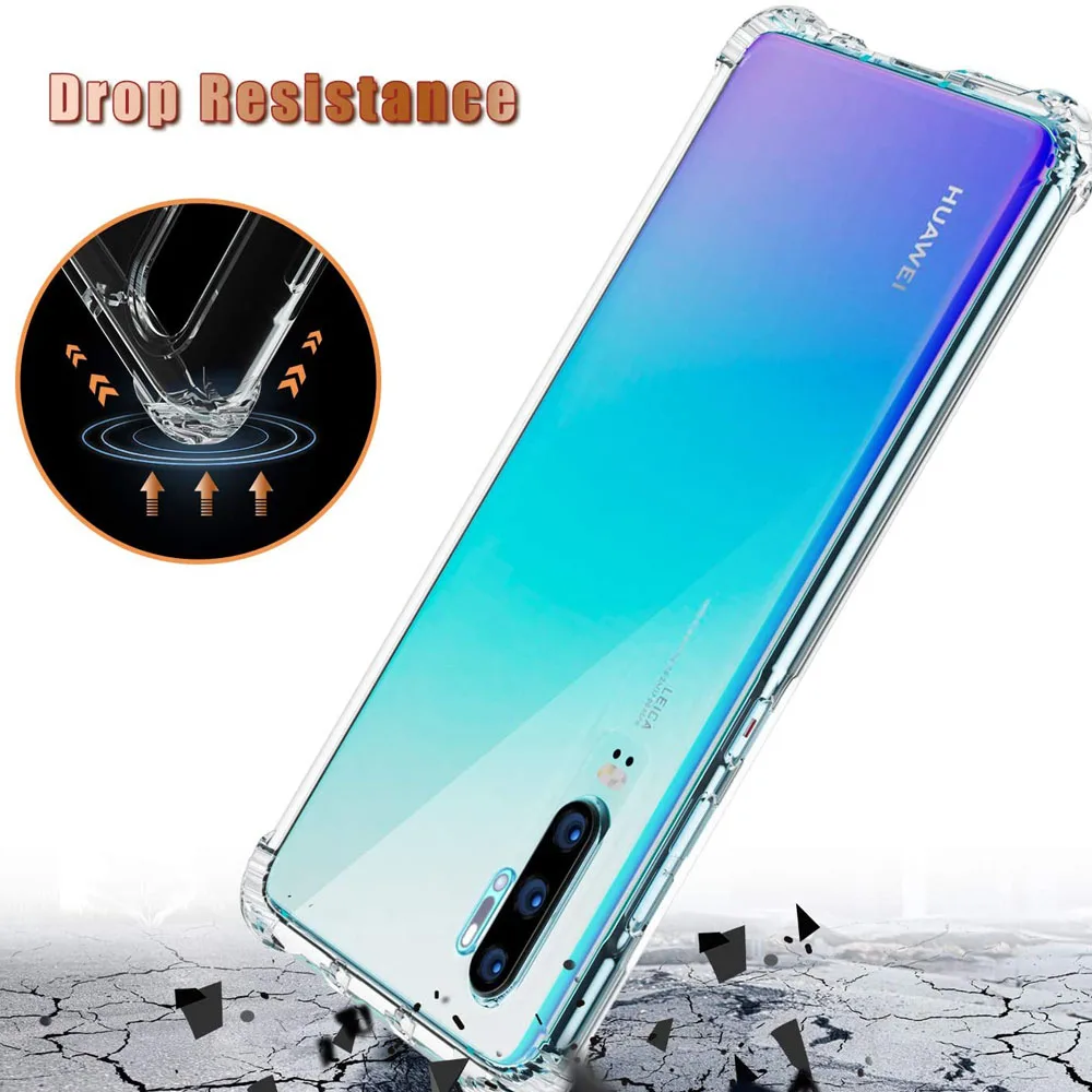 Shockproof Clear Transparent Silicone Phone Case For Huawei Honor P20 P30 Mate 20 X Lite Pro Transparent Protection Back Case