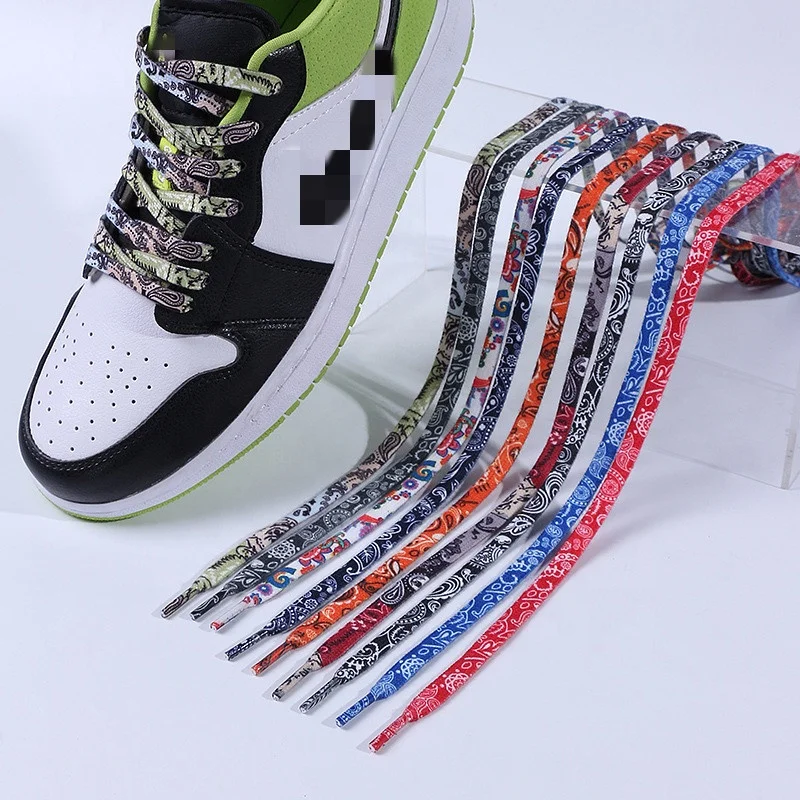 Olian Multicolor Athletic Shoe Laces Cashew Flower Printed Double Layer Cotton Flat Shoelace For Men Women Sneakers