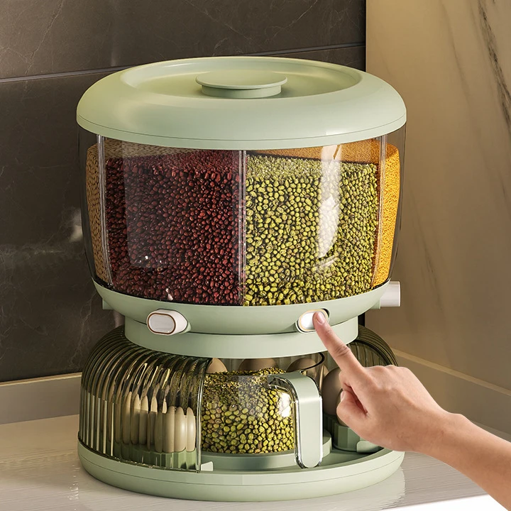 DS1830 Rotating Food Dispenser Sealed Cereal Dispenser Rice Tank Grain Box Rice Dispenser Rice Grain Storage Container
