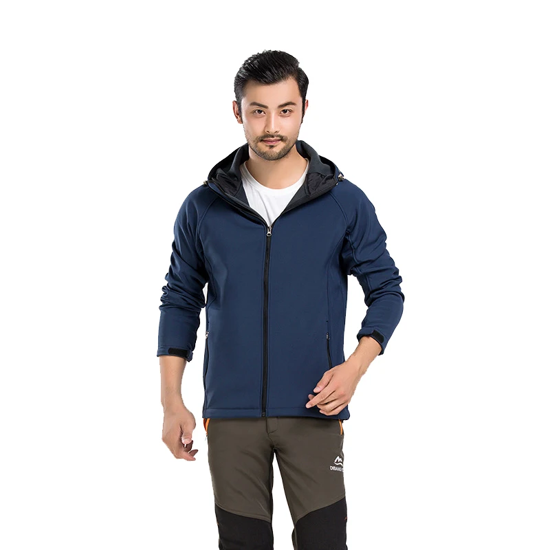 
Customized OEM wholesale price hiking camping water repellent unisex hooded softshell warm fleece jacket with custom logo 