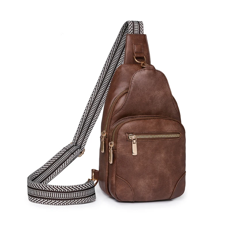 Travel Chest Backpack With Guitar Strap Large Capacity Ladies Shoulder Bag Leather Crossbody Sling Bag