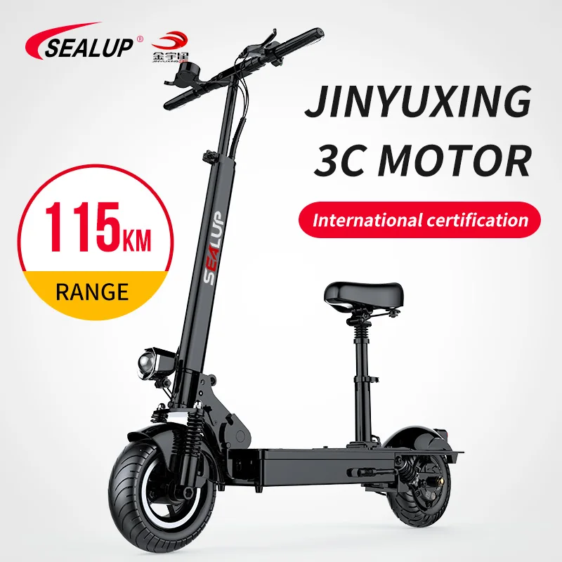 SEALUP Q9 ELECTRIC SCOOTER FOR ADULTS WITH 400W MOTOR UP TO 30MPH & 45 MILES-8' SOLID TIRES SCOOTER WITH SEAT & DUAL BRAKING