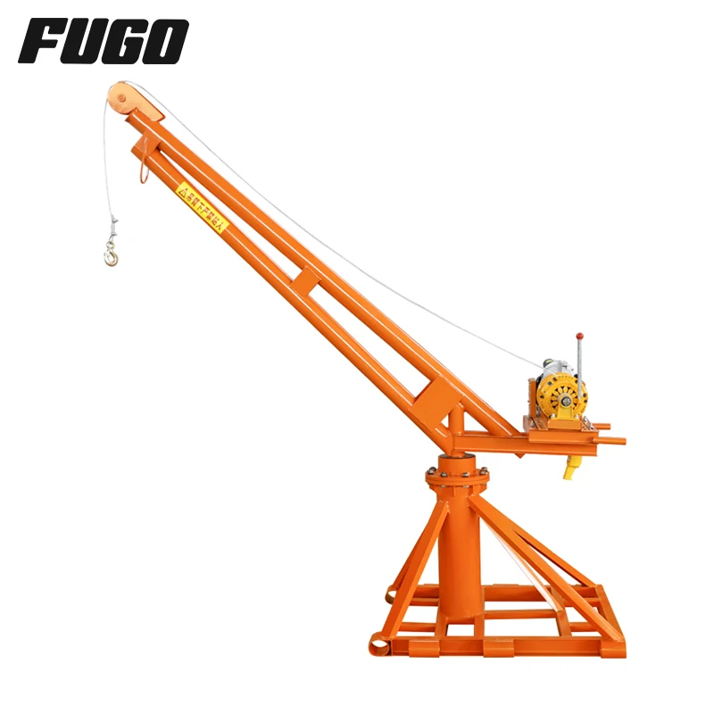 360 degrees rotate 500kg 1000kg 2000kg small outdoor use mini engine crane construction materials lift crane