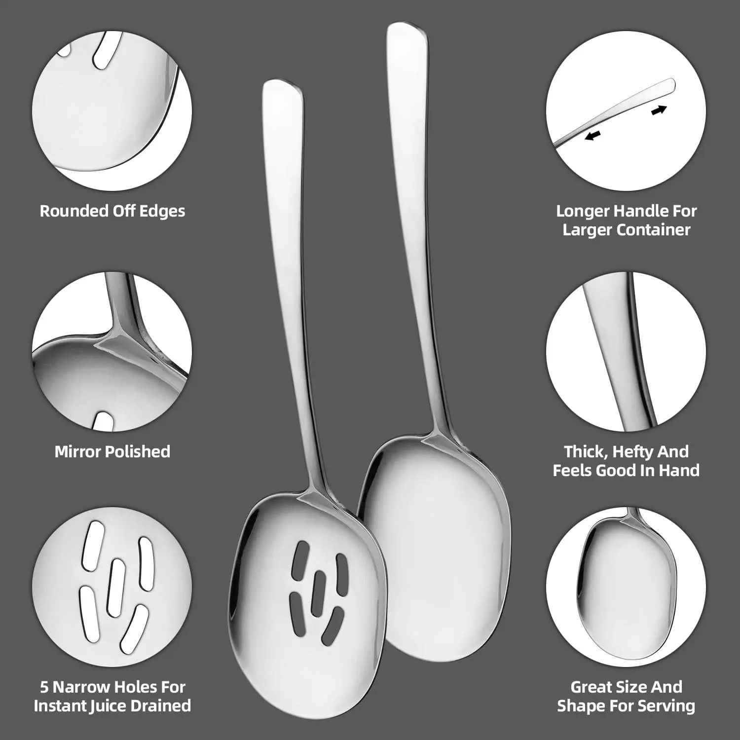 Stainless steel shared spoon, serving spoon, chopstick, extended large serving spoon, hotel large serving spoon, serving leak