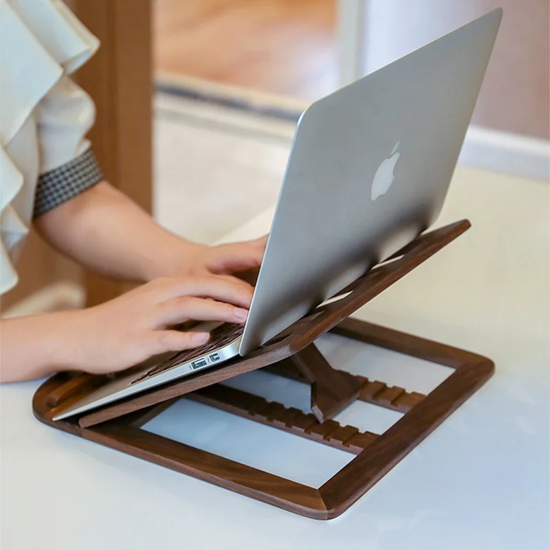 Solid Wood Adjustable Laptop Stand Foldable Laptop Stand with Multiple Angles