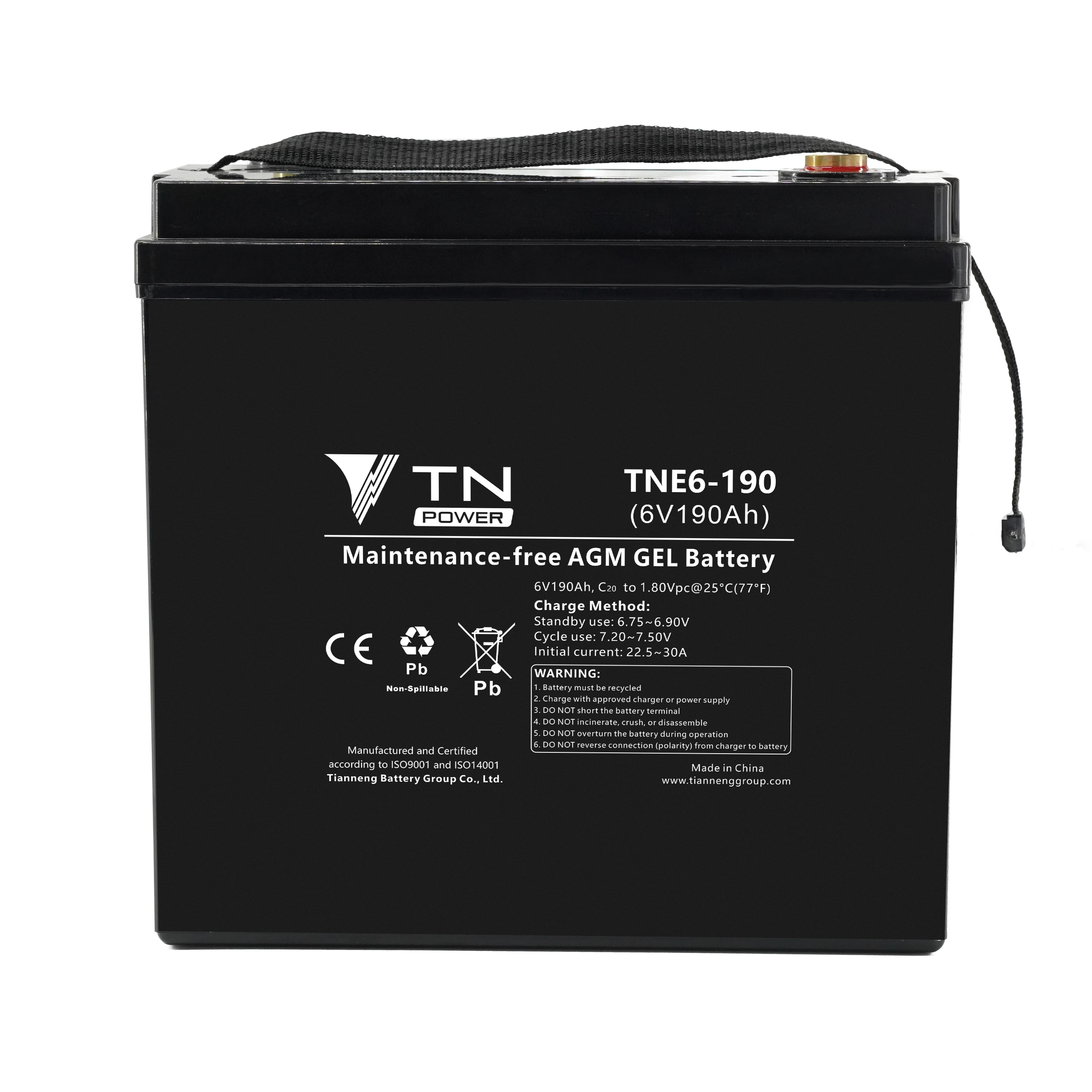 Gel Battery electric scooter battery 6v 190ah  long cycle life Lead Acid battery
