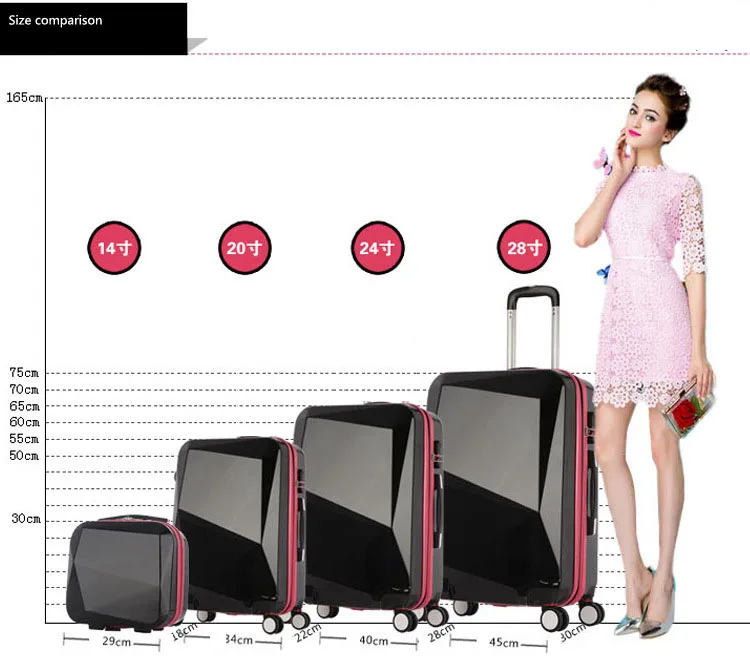 2021 New fashion Cheap ABS Trolley Four Wheels Hard Shell Luggage Travel Suitcase with hand bag