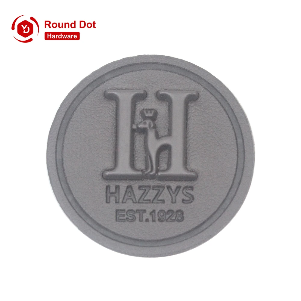 Professional OEM ODM Jeans Leather Label with Metal Logo for Garment, Custom Leather Paint Metal Letter Logo Label for Clothing