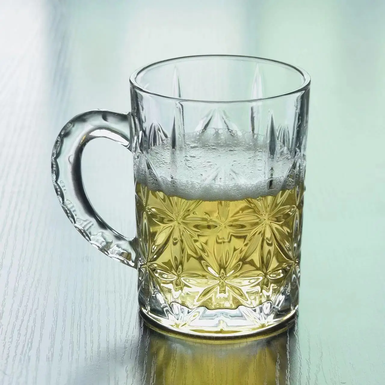 10oz 300ml Sunflower Glass Coffee Straight Tumblers beer cup customized mug seidel glass stein with Bead Handle