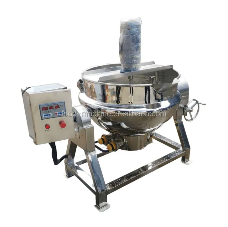 Stainless Steel Steam Electric Gas Heating Jacket Kettle  Jam Food Mixing Tilting Pot Cooking Machine