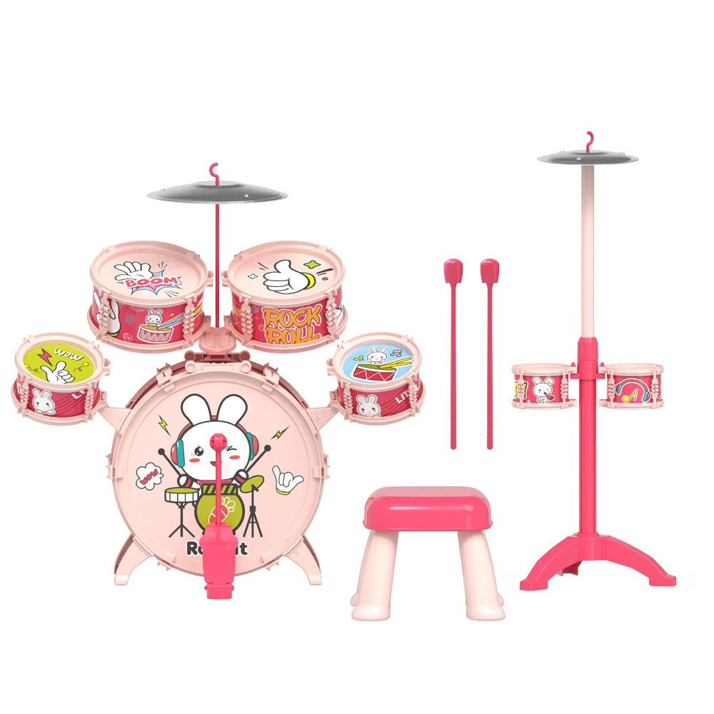 2024 Hot selling product indoor play realistic sounds big band musical instrument jazz drum toy for kids juguetes para los ninos