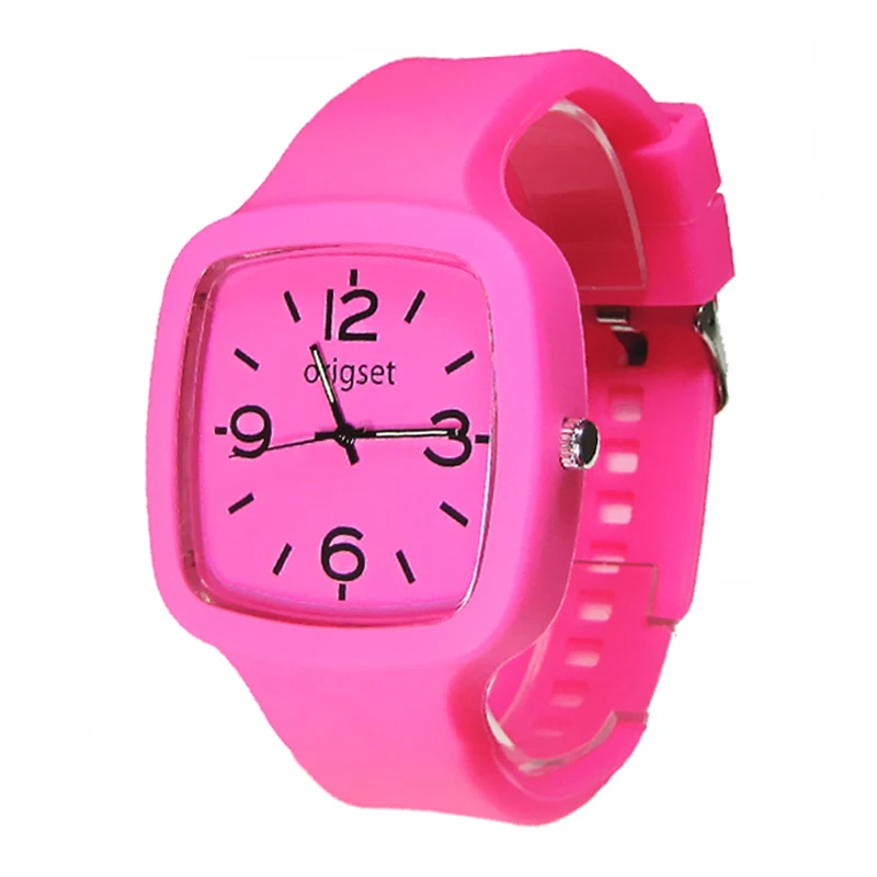 Newest Custom Unisex Sport Watch Interchange Strap 5ATM Water Resistant Japan Movement Square Analog High Quality Silicone Jelly
